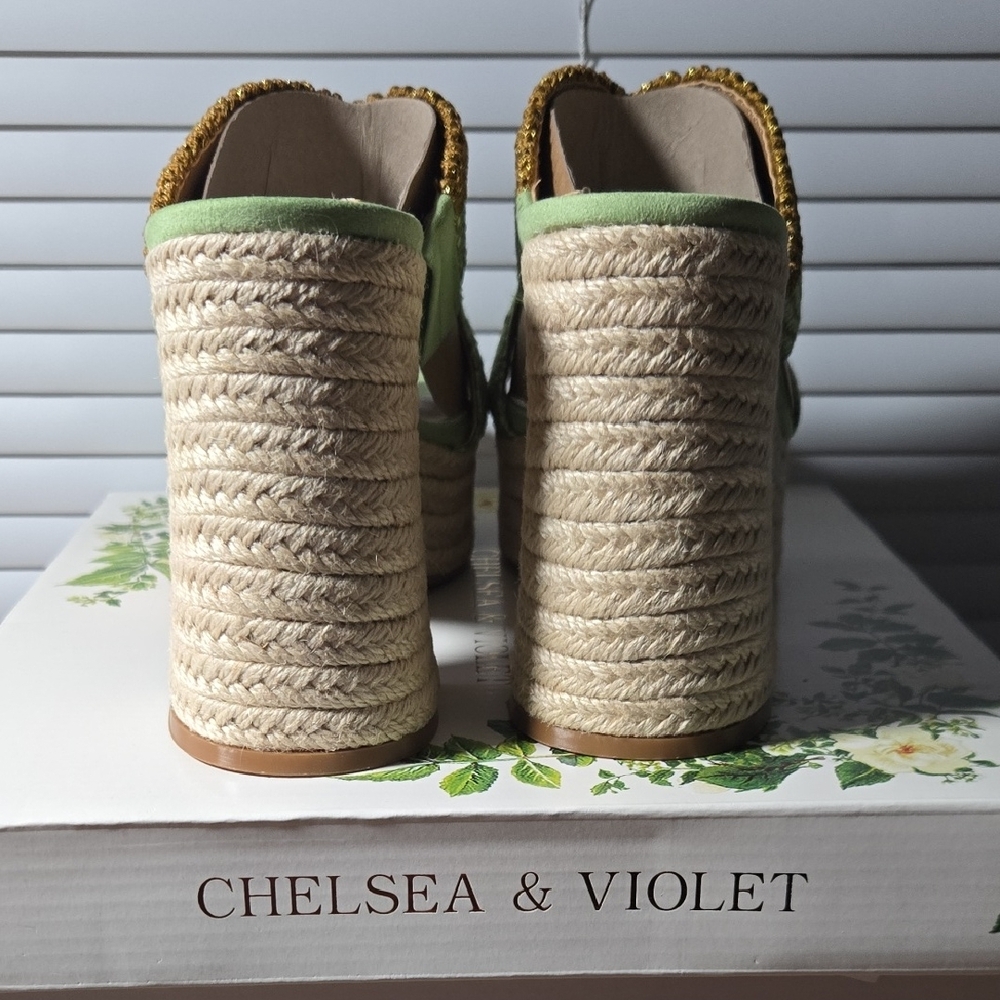 Chelsea &‎ Violet Mint and Mustard Woven Platforms Size 9 M - Picture 4 of 7